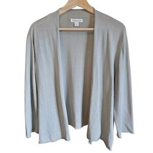 Coldwater Creek Size XL Light Grey Open Front Cascade Drape Cardigan Sweater